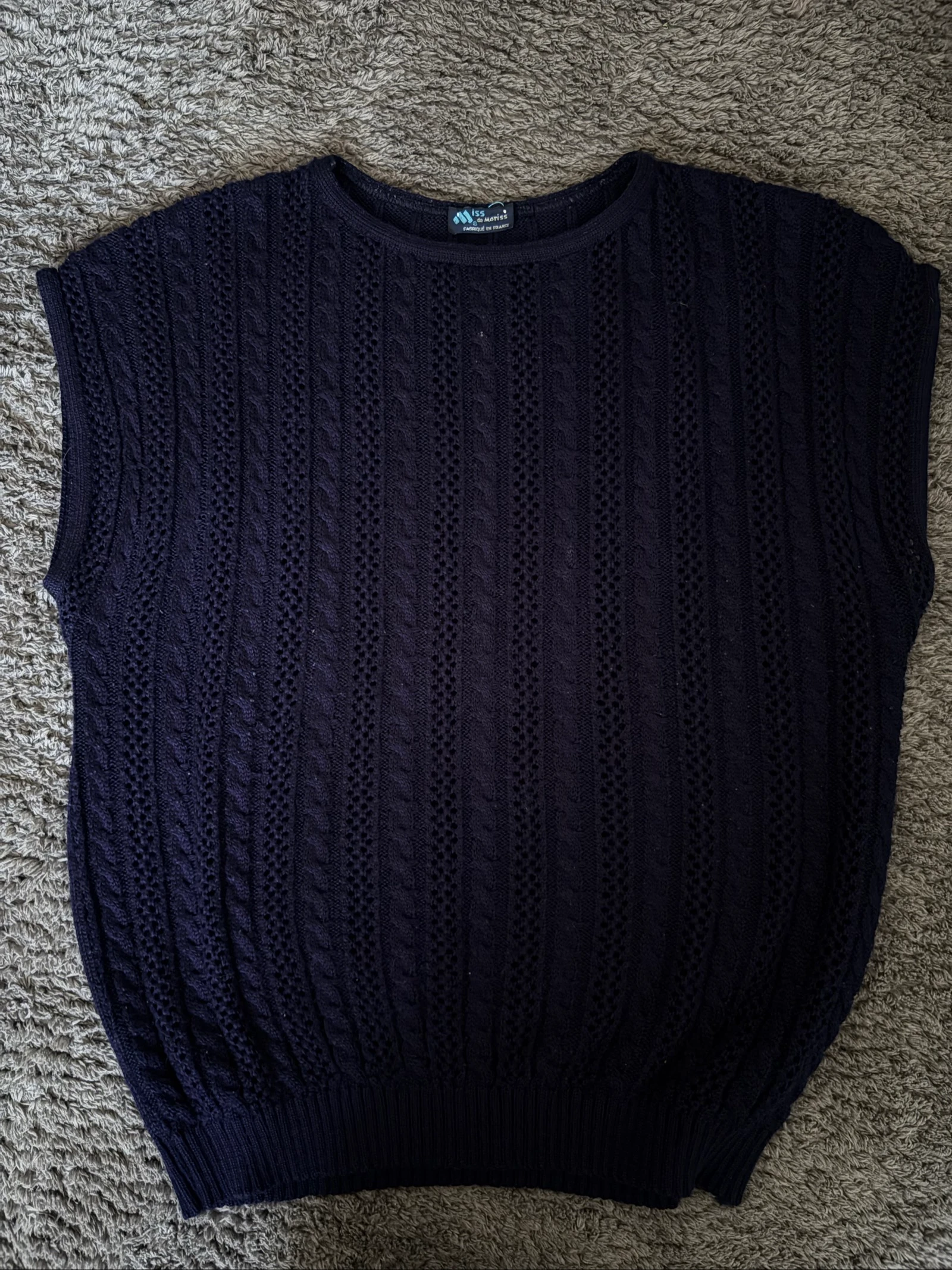 Pull sans manches femme 46 bleu marine Iss de Moriss
